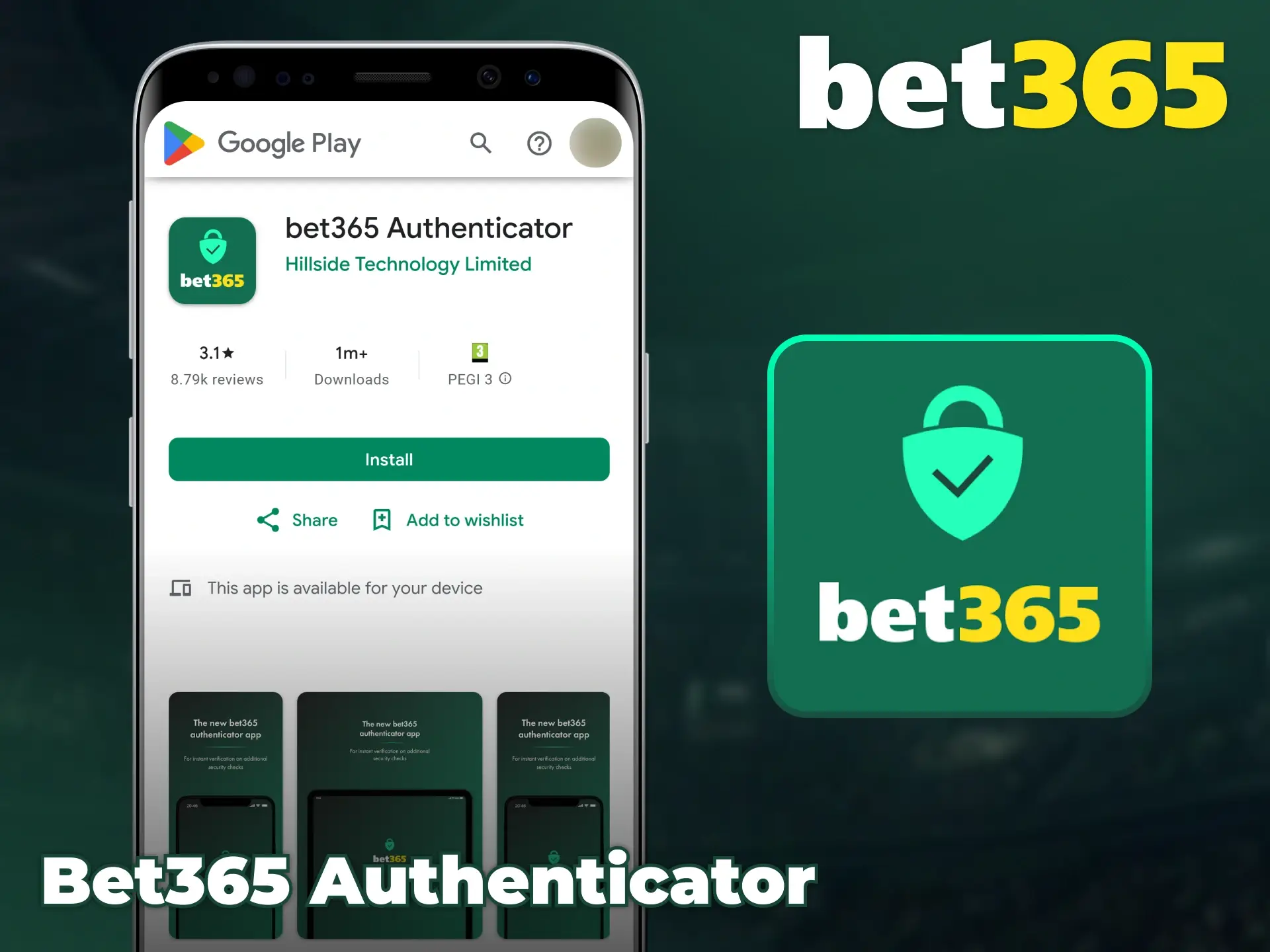 Secure your betting account by using the Bet365 authenticator app.
