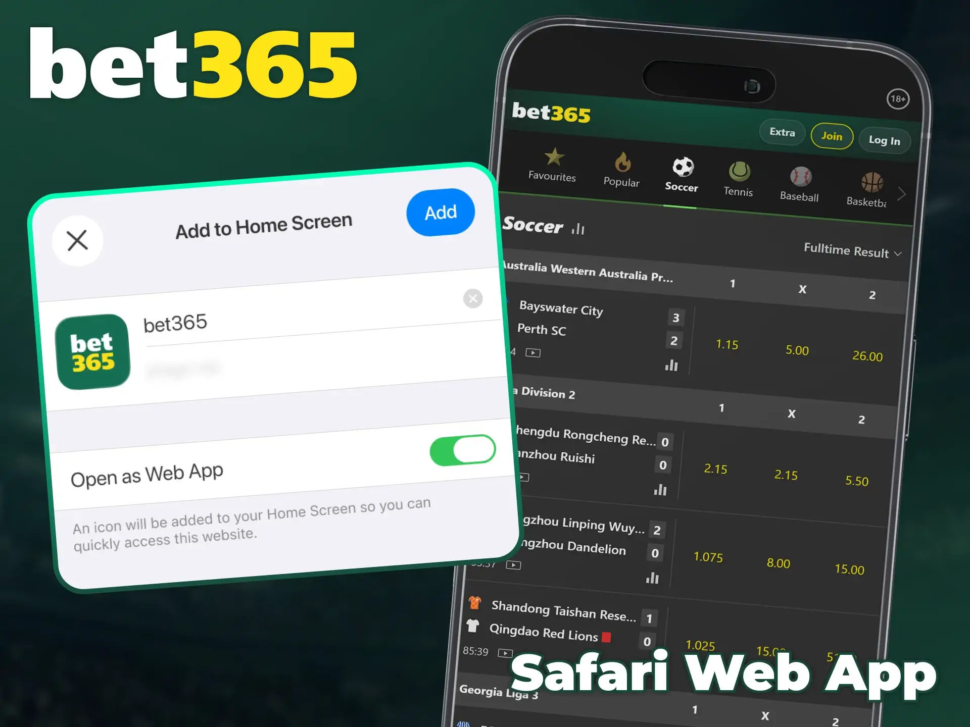 Use the Safari web app for instant access to Bet365 app without installing anything.