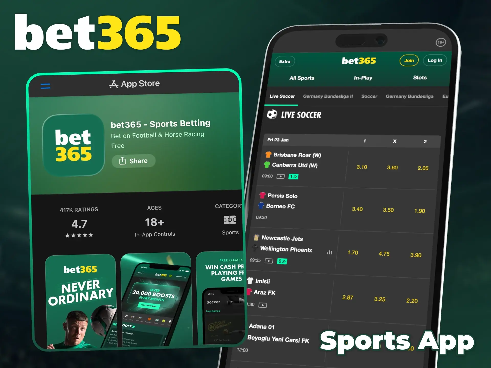 Install the Bet365 sports app for the ultimate mobile sportsbook experience.